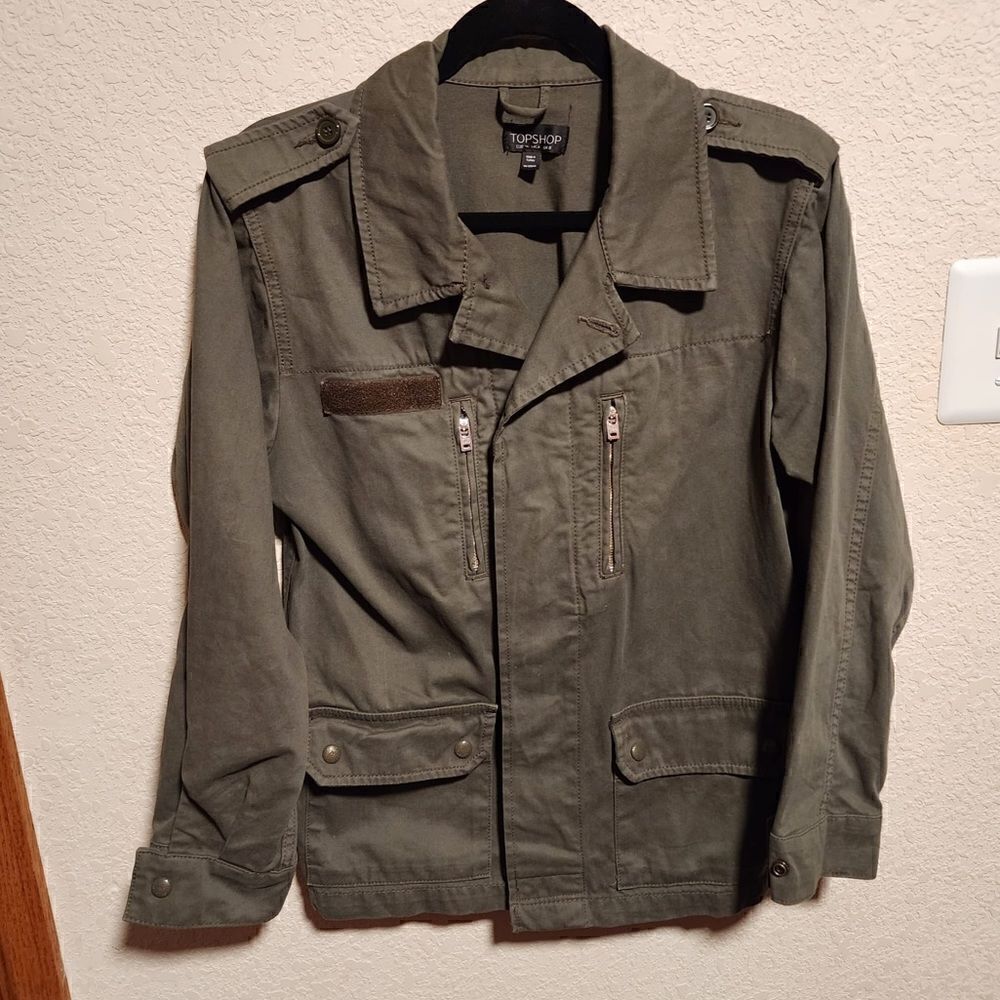 Topshop- Olive Green Military Inspired Jacket, Size 4